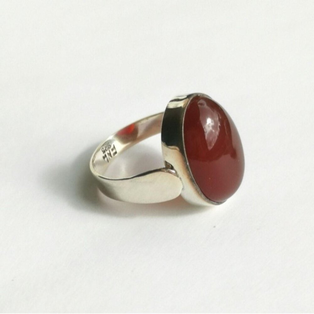Sterling Silver Carnelian ring size 9.5 Unisex design - Picture 6 of 8